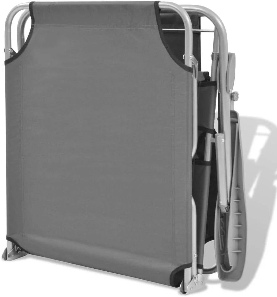 صندلی آفتاب گیر تاشو سایه دار ویلاکسیدال، مبلمان پاسیو خاکستری فولادی 58x189x27 سانتی متر صندلی آفتاب گیر تاشو سایه دار ویلاکسیدال، مبلمان پاسیو خاکستری فولادی 58x189x27 سانتی متر