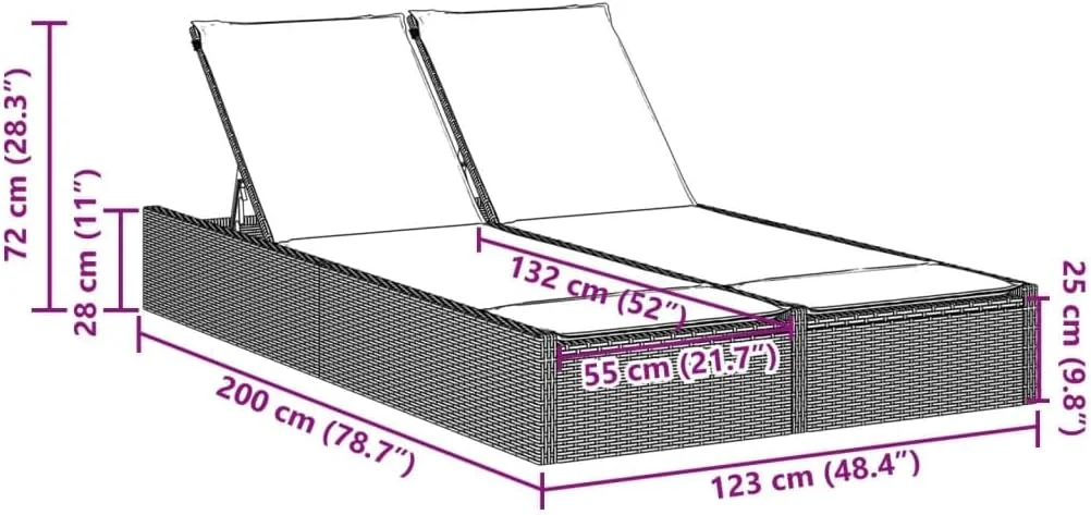 تخت آفتاب دو نفره ویدا ایکس ال با کوسن، تخت آفتاب برای پاسیو باغ فضای باز، تخت روز، تخت استراحت، سبک مدرن، راتان پلی خاکستری تخت آفتاب دو نفره ویدا ایکس ال با کوسن، تخت آفتاب برای پاسیو باغ فضای باز، تخت روز، تخت استراحت، سبک مدرن، راتان پلی خاکستری