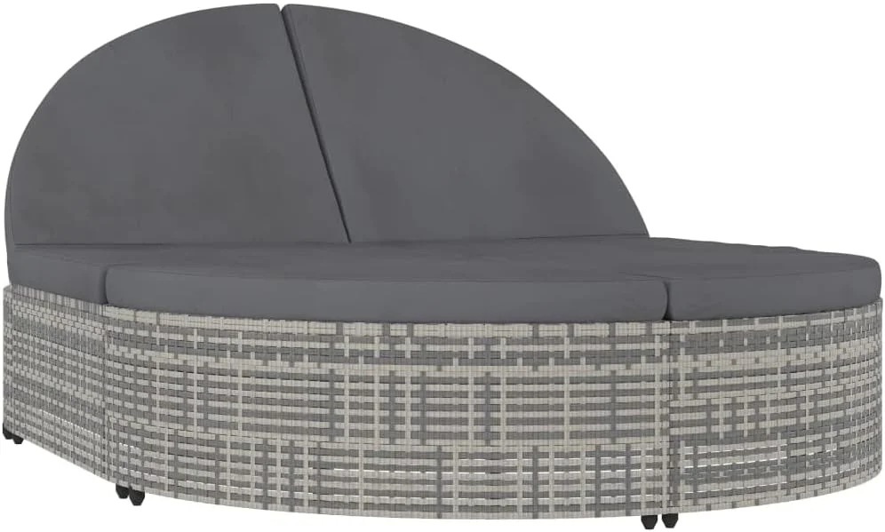 تخت آفتاب دو نفره ویدا ایکس ال با کوسن، مناسب پاسیو، فضای باز، حیاط، تراس، بالکن، مبلمان تختخوابی، راتان پلی اتیلن خاکستری