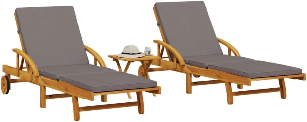 ویلا ایکس ال صندلی آفتابگیر 2 عددی با میز، تخت آفتاب برای پاسیو باغ در فضای باز، تخت خواب روز با پشتی، تخت استراحت، سبک مدرن، چوب جامد اقاقیا ویلا ایکس ال صندلی آفتابگیر 2 عددی با میز، تخت آفتاب برای پاسیو باغ در فضای باز، تخت خواب روز با پشتی، تخت استراحت، سبک مدرن، چوب جامد اقاقیا