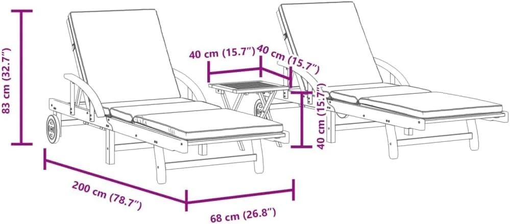 ویلا ایکس ال صندلی آفتابگیر 2 عددی با میز، تخت آفتاب برای پاسیو باغ در فضای باز، تخت خواب روز با پشتی، تخت استراحت، سبک مدرن، چوب جامد اقاقیا ویلا ایکس ال صندلی آفتابگیر 2 عددی با میز، تخت آفتاب برای پاسیو باغ در فضای باز، تخت خواب روز با پشتی، تخت استراحت، سبک مدرن، چوب جامد اقاقیا