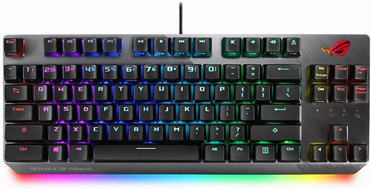 کیبورد گیمینگ مکانیکی سیم دار ایسوس ROG Strix Scope Tkl RGB مدل X802 Tkl/Bn/Us