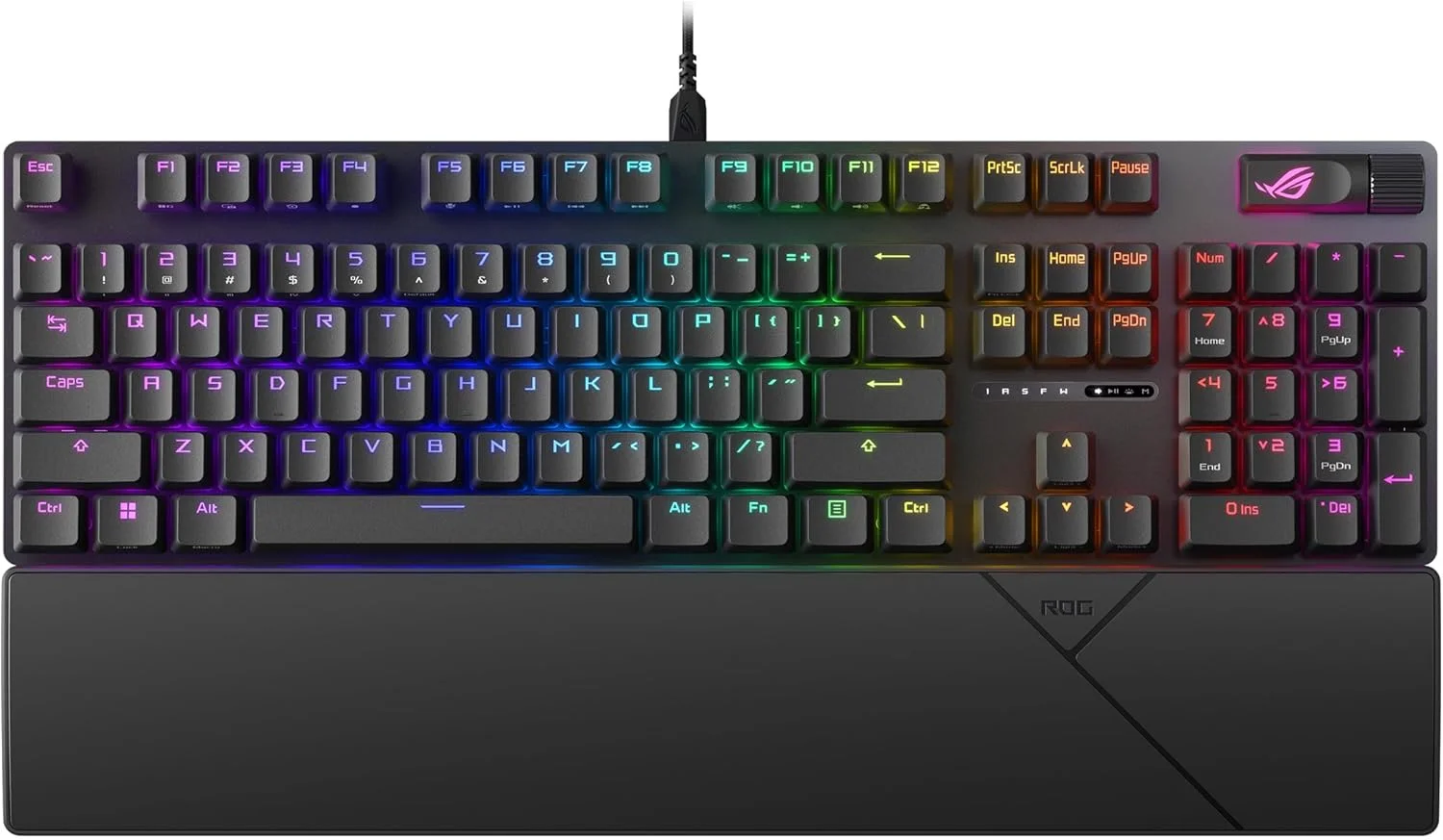 کیبورد گیمینگ مکانیکی سیم دار USB ایسوس ROG Strix Scope II X - سایز کامل 100٪، سوییچ های خطی ROG NX Snow V2 از پیش روغن کاری شده و قابل تعویض، کلیدهای PBT، RGB، پشتیبانی از PC/Mac - مشکی