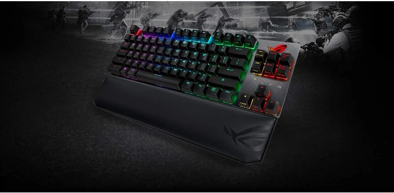 کیبورد گیمینگ مکانیکی سیم دار ایسوس ROG Strix Scope Tkl RGB مدل X802 Tkl/Bn/Us
