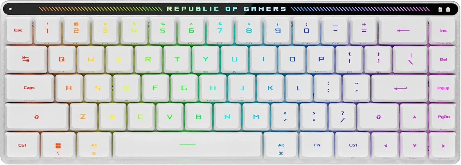 کیبورد گیمینگ بی سیم ASUS ROG Falchion RX با پروفایل پایین 65% با سوییچ های اپتیکال ROG RX با پروفایل پایین، اتصال سه حالته، پوشش محافظ، فوم میرایی سیلیکونی، پنل
