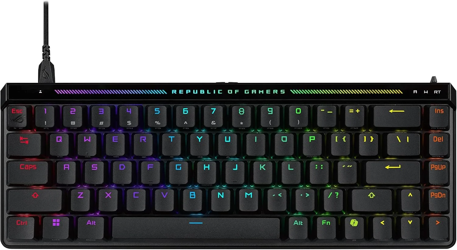 کیبورد گیمینگ آنالوگ 65% ایسوس ROG Falchion Ace HFX، سوییچ‌های مغناطیسی ROG HFX از پیش روغن‌کاری شده، Rapid Trigger، پنل لمسی، نرخ نمونه‌برداری 8000 هرتز، میرایی پنج لایه و پایه واشر، کلیدهای ABS، طرح‌بندی AR