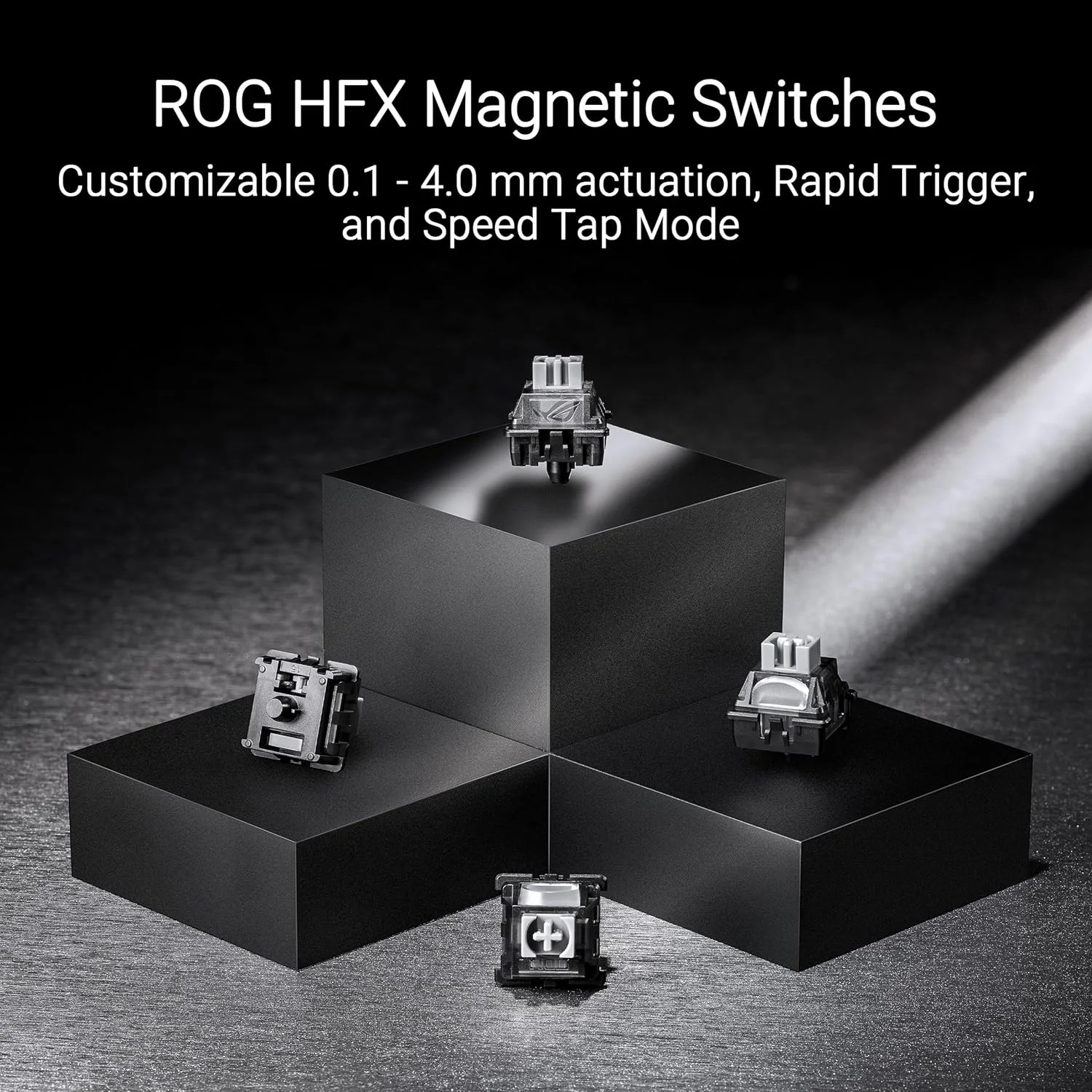 کیبورد گیمینگ آنالوگ 65% ایسوس ROG Falchion Ace HFX، سوییچ‌های مغناطیسی ROG HFX از پیش روغن‌کاری شده، Rapid Trigger، پنل لمسی، نرخ نمونه‌برداری 8000 هرتز، میرایی پنج لایه و پایه واشر، کلیدهای ABS، طرح‌بندی AR
