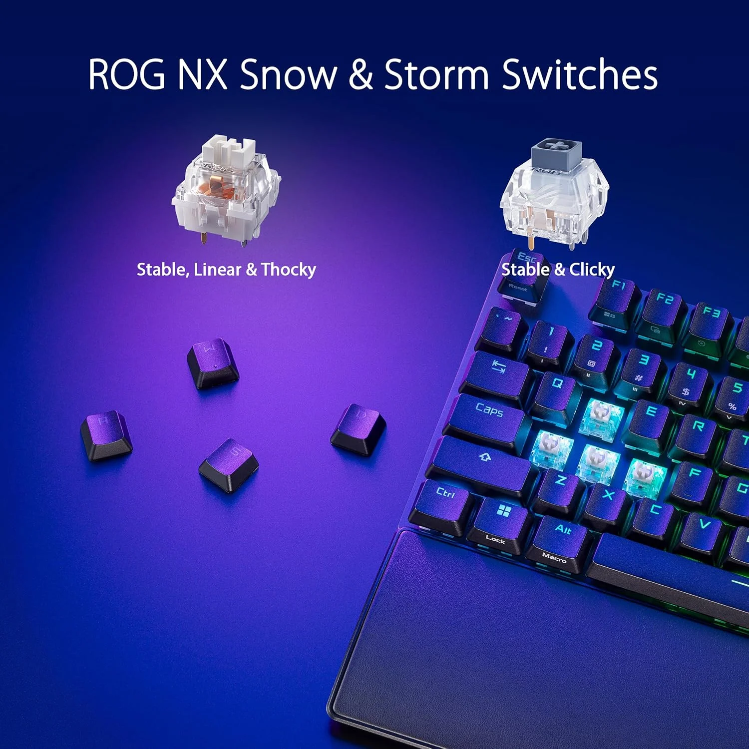 کیبورد گیمینگ فول سایز ایسوس ROG Strix Scope II، فوم میرایی، سوییچ‌های ROG NX Snow از پیش روغن‌کاری شده، کلیدهای PBT، کنترل‌های چند منظوره، کلیدهای میانبر برای Xbox Game Bar و ضبط، RGB-مشکی، طرح‌بندی US