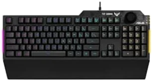 کیبورد گیمینگ ایسوس TUF Gaming K1 RGB، نورپردازی RGB 5 منطقه‌ای، سوییچ‌های ممبرین، Anti-Ghosting با 19 کلید، دکمه اختصاصی تنظیم صدا، مقاوم در برابر نفوذ مایعات، نوار نور جانبی، کلیدهای ماکرو قابل برنامه‌ریزی، مشکی [طرح‌بندی UK]
