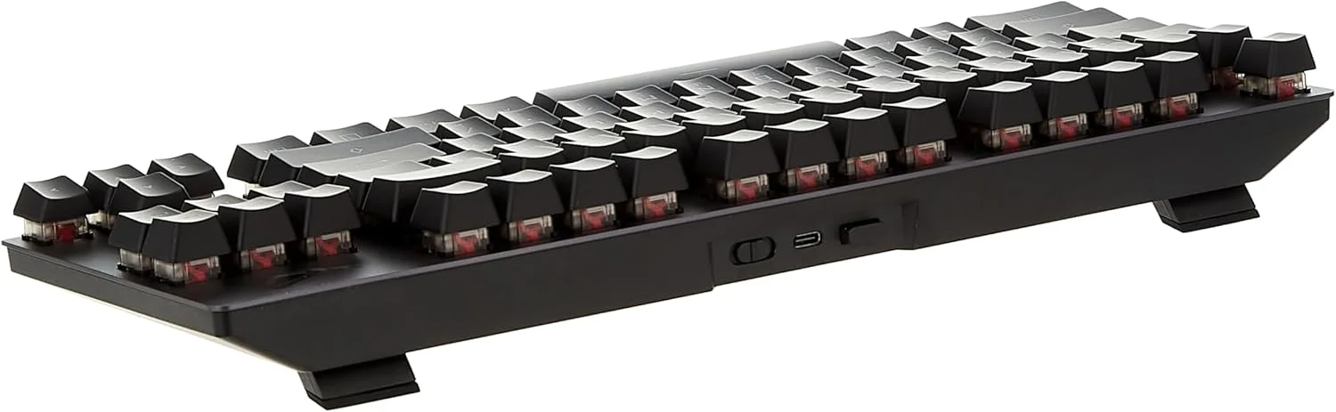 کیبورد گیمینگ 80% ایسوس ROG Strix Scope RX TKL Wireless Deluxe، اتصال سه حالته (RF 2.4 گیگاهرتز، بلوتوث، سیمی)، سوئیچ‌های مکانیکی اپتیکال ROG RX Red، کلیدهای PBT، نورپردازی RGB، استراحتگاه مچ دست، مشکی