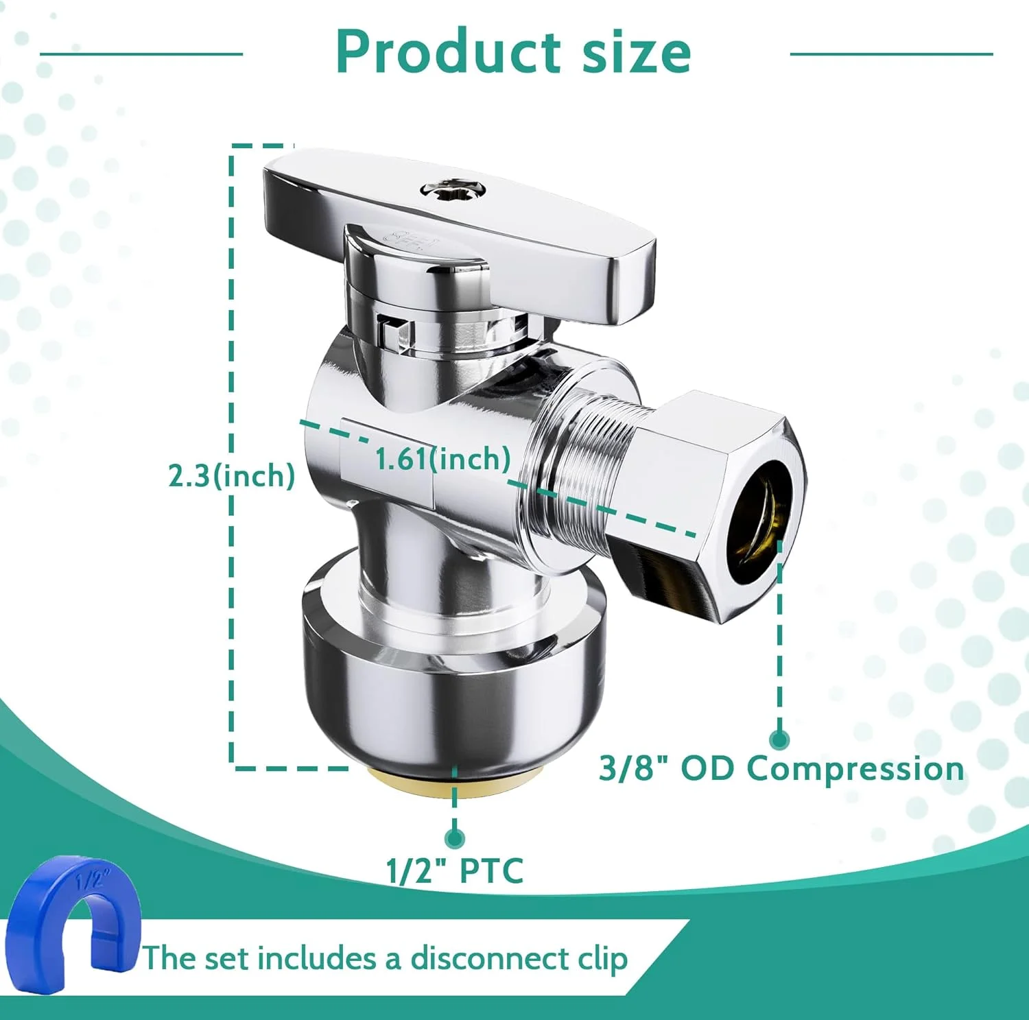 شیر زاویه ای پوش فیت VINTEX بسته 5 عددی، شیر قطع و وصل برنجی ربع گرد فشاری برای لوله های مسی، PEX، CPVC شیر زاویه ای پوش فیت VINTEX بسته 5 عددی، شیر قطع و وصل برنجی ربع گرد فشاری برای لوله های مسی، PEX، CPVC