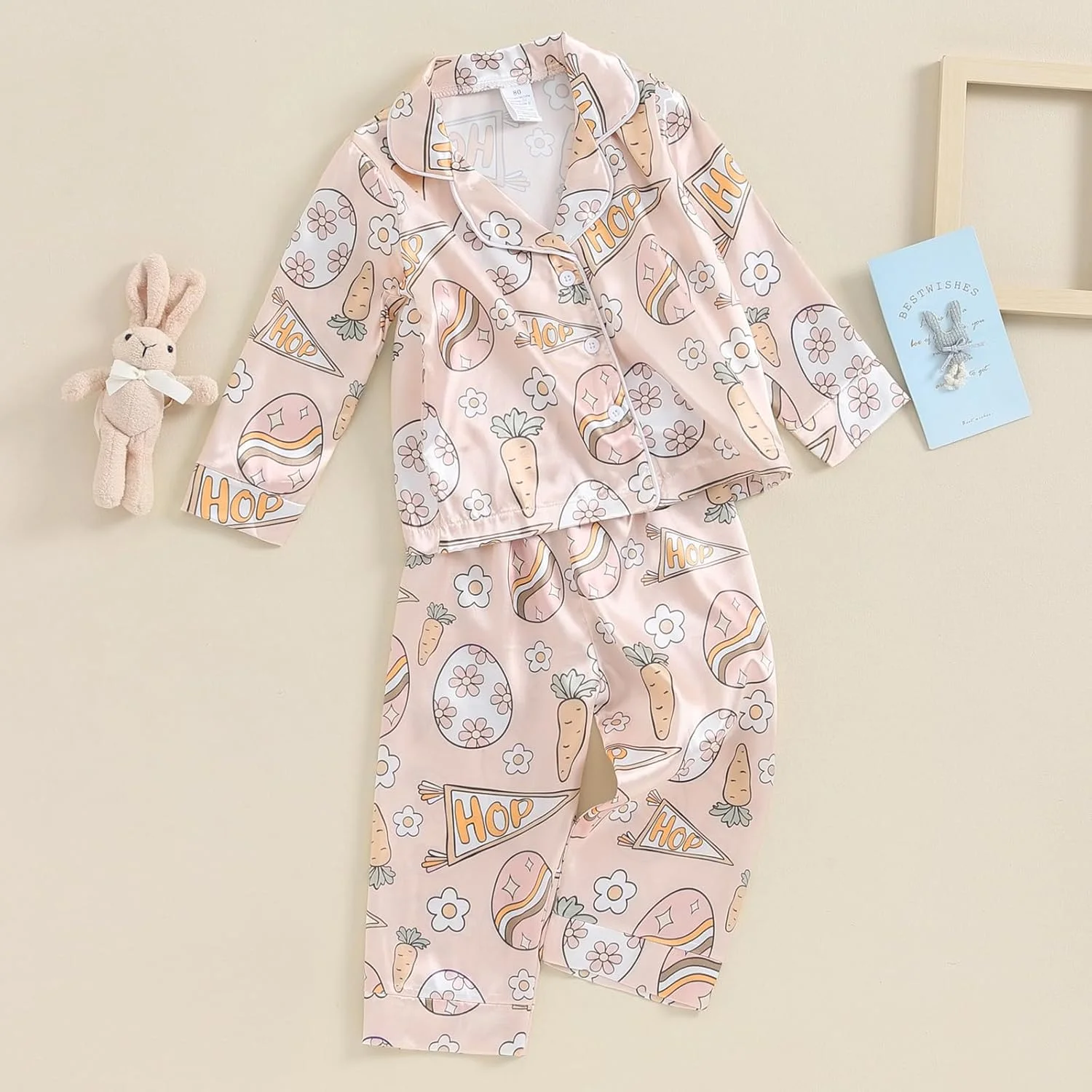 ست پیژامه عید پاک نوزاد پسرانه دخترانه، طرح خرگوش، آستین بلند، دکمه دار، شلوار گشاد، لباس راحتی 2 تکه ست پیژامه عید پاک نوزاد پسرانه دخترانه، طرح خرگوش، آستین بلند، دکمه دار، شلوار گشاد، لباس راحتی 2 تکه