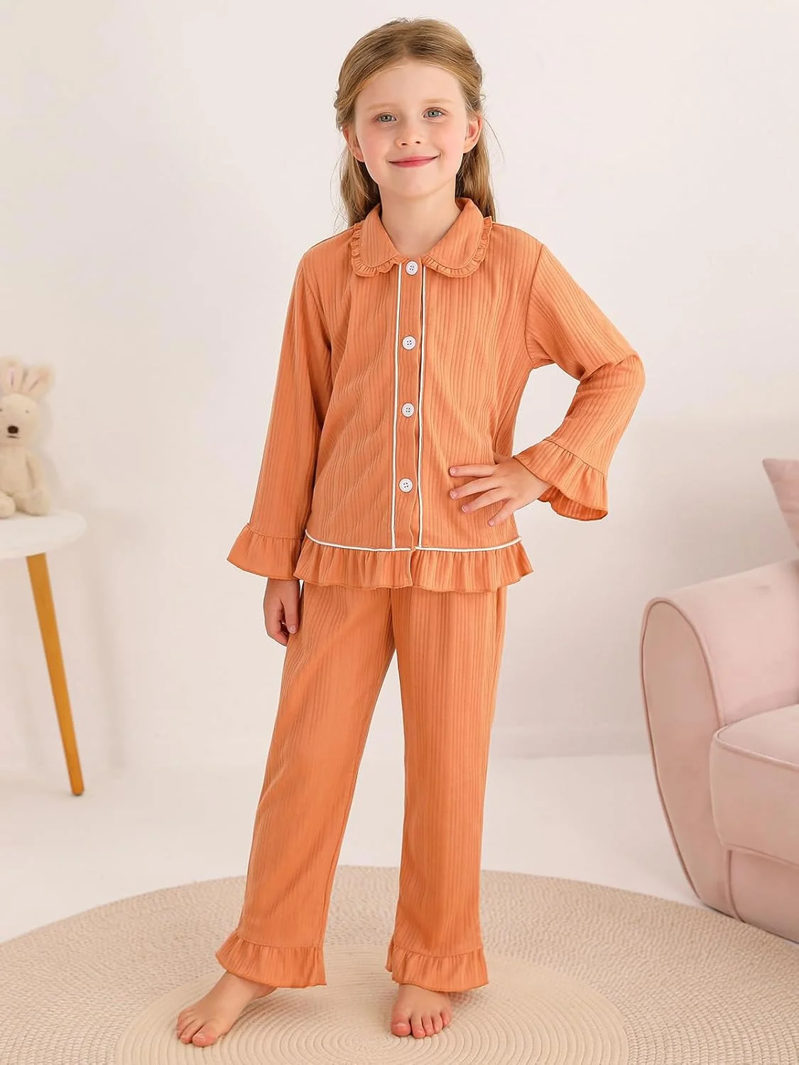 ست پیژامه دخترانه نوزادی Naiyafly، پیژامه آستین بلند دکمه دار، لباس خواب، لباس راحتی، ست لباس برای دختران کوچک ست پیژامه دخترانه نوزادی Naiyafly، پیژامه آستین بلند دکمه دار، لباس خواب، لباس راحتی، ست لباس برای دختران کوچک