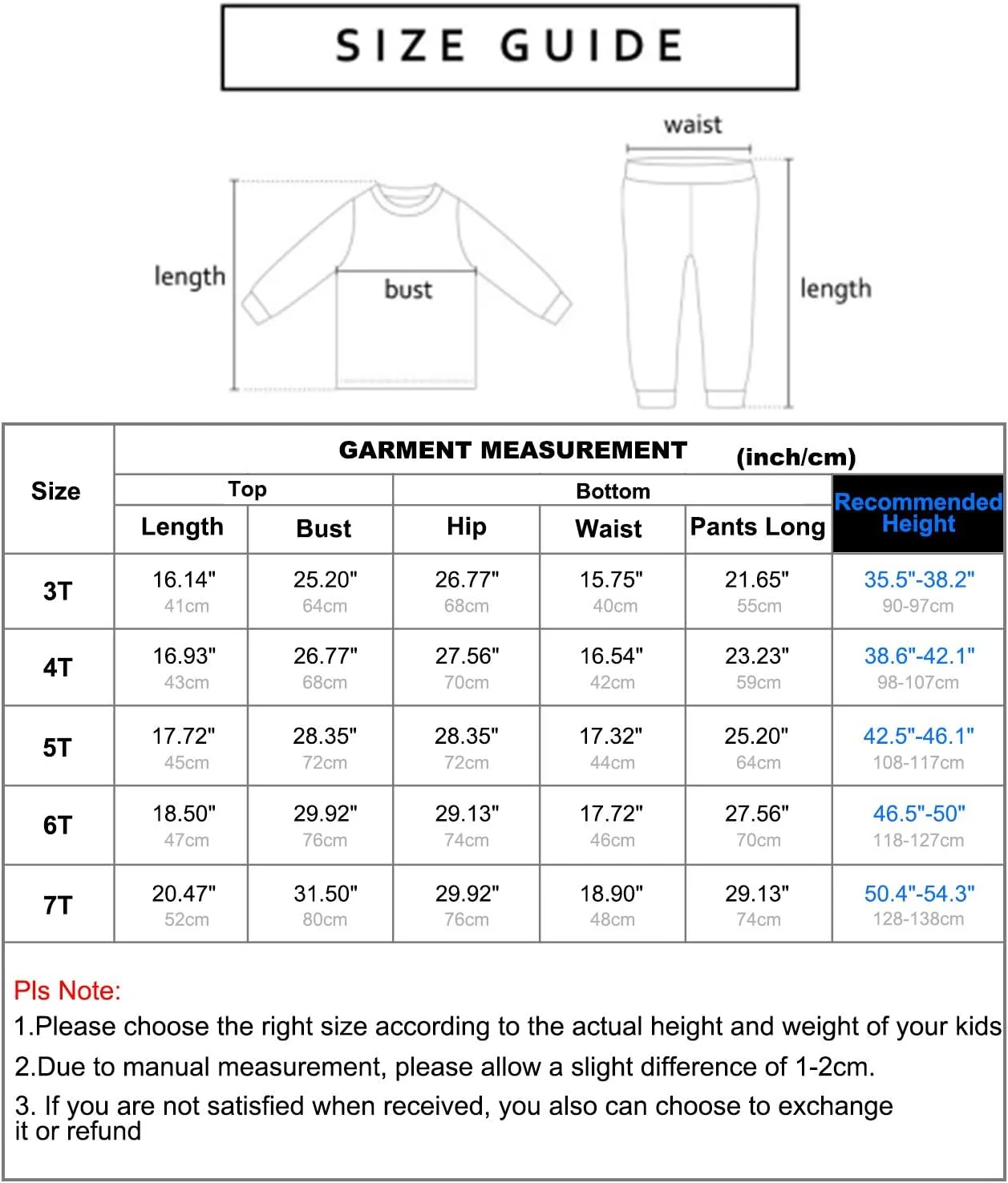 ست پیژامه دخترانه و پسرانه آستین بلند ACESTAR، لباس خواب دو تکه پنبه ای مناسب کودکان (سایز 3T-7T)