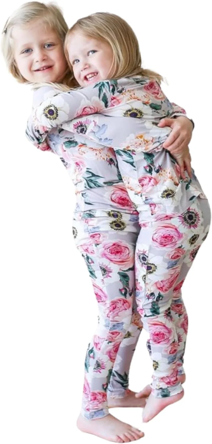 ست پیژامه Posh Peanut - پی‌جی دو تکه دخترانه بچگانه - لباس خواب کودک نوپا - بامبو ویسکوز نرم - نگهداری آسان