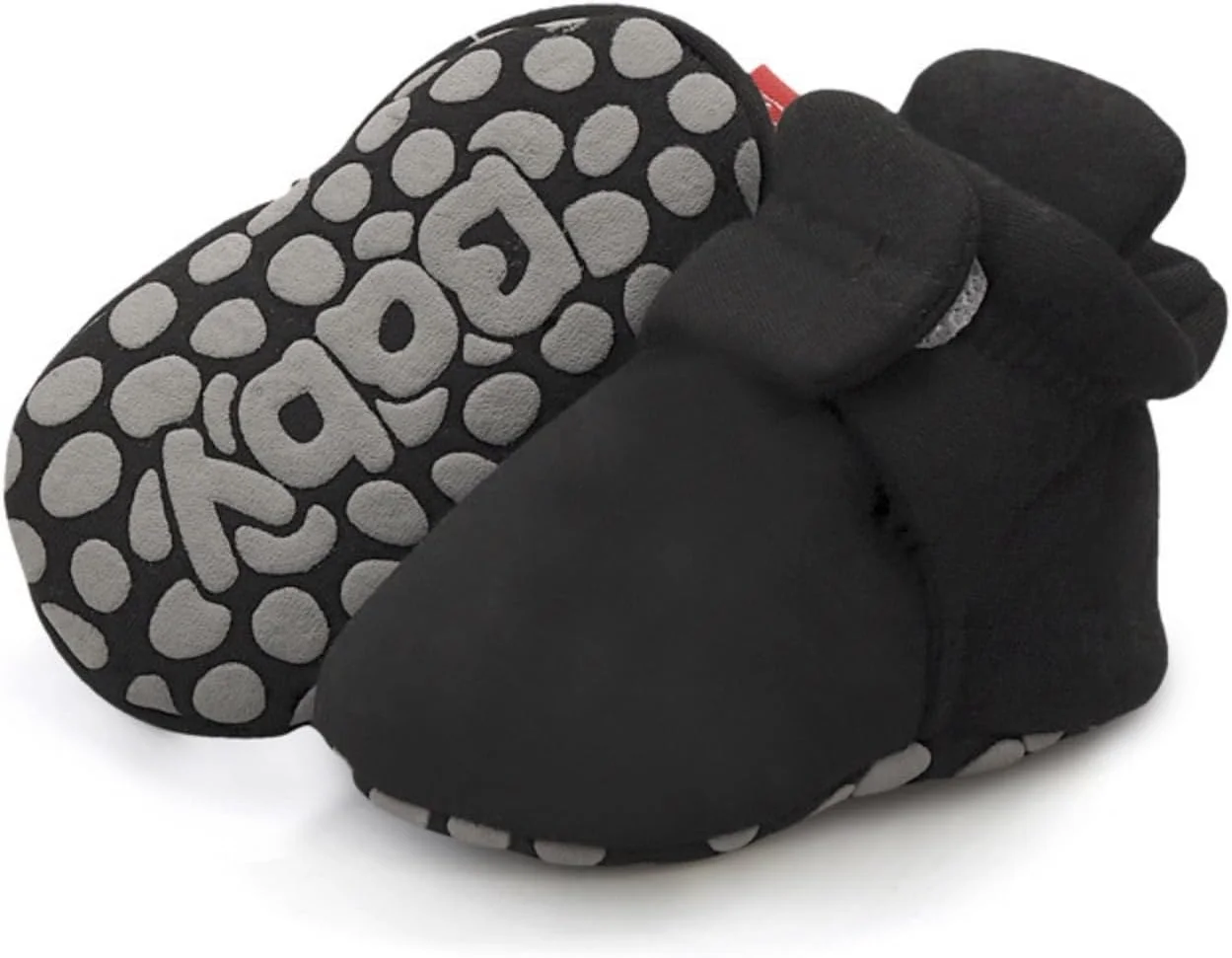 پاپوش نوزادی پسرانه دخترانه AKINGIO، جوراب‌های نرم ضد لغزش، بوت‌های نخی، دمپایی نوزادی، کفش‌های تختخوابی اولین قدم، مشکی 11 سانتی‌متر