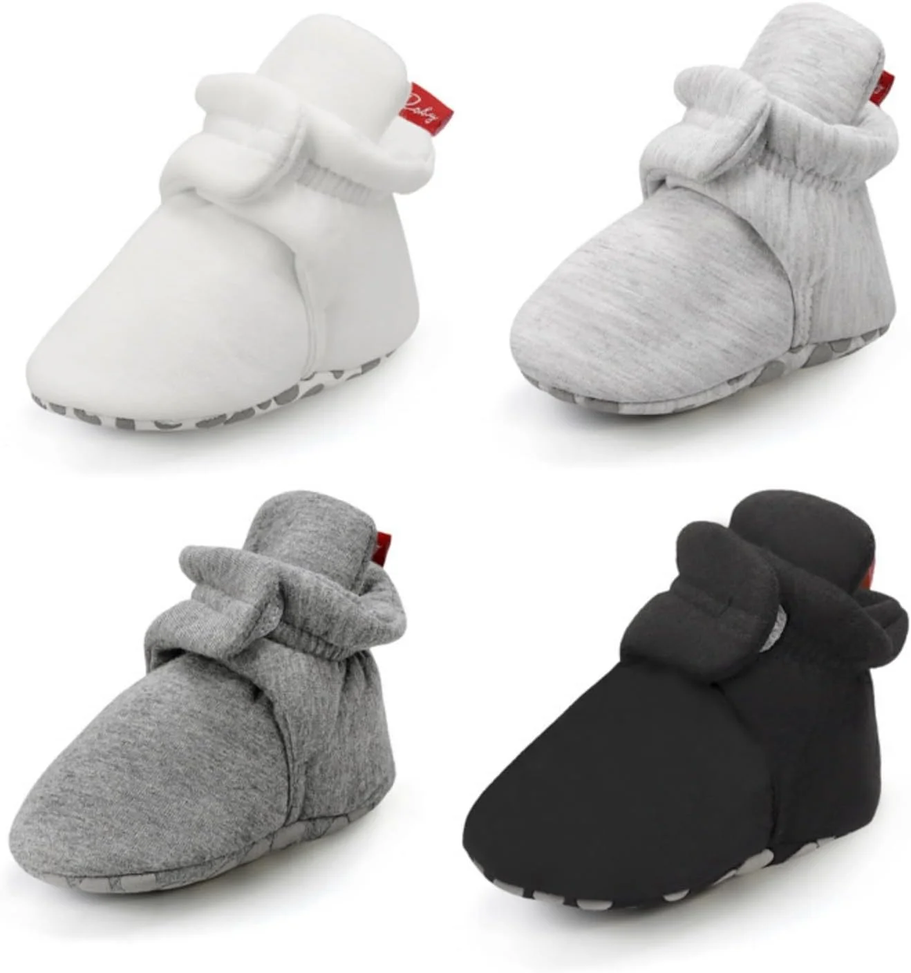 جوراب بوت نوزادی AKINGIO پسرانه دخترانه ضد لغزش نرم پنبه ای کفش های تخت نوزاد تازه متولد شده اولین کفش های راه رفتن مشکی 13 سانتی متر