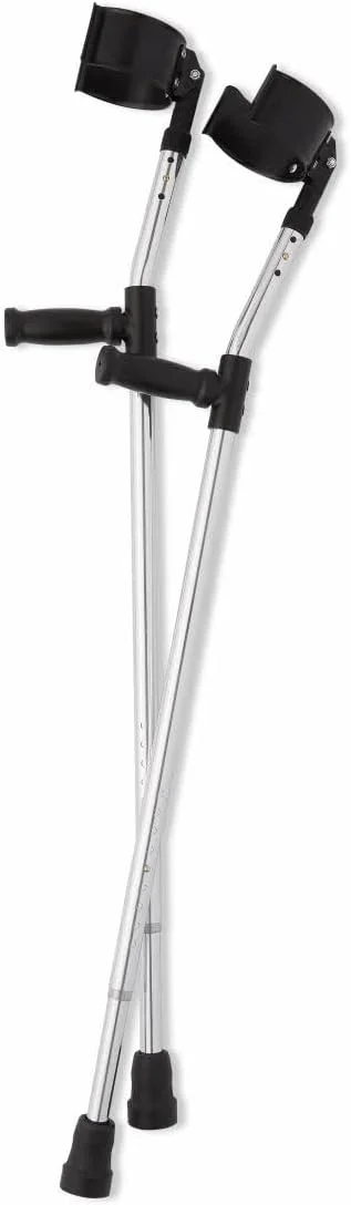 عصای زیر بغل آلومینیومی Medline، ظرفیت وزنی 300 پوند، بزرگسال قد بلند (5 فوت 10 اینچ - 6 فوت 6 اینچ)، 1 جفت