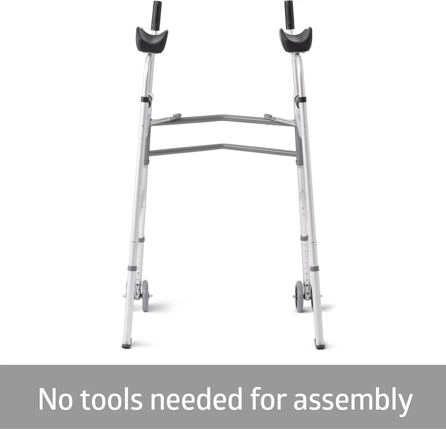 واکر ایستاده Medline با چرخ‌های دوتایی 5 اینچی، واکر ساعدی با تکیه‌گاه بازو، قابل تنظیم ارتفاع، ظرفیت وزن 300 پوند