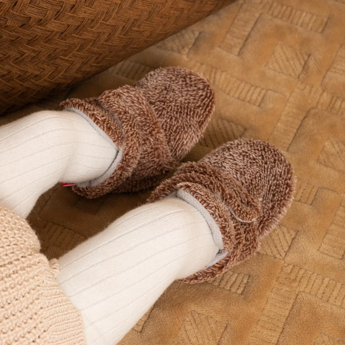 جوراب پاپوش پشمی نرم نوزادی پسرانه دخترانه بابل ویت، ضد لغزش، مناسب برای اولین قدم ها، کفش های زمستانی ساق دار تخت نوزاد