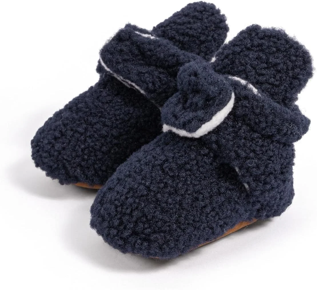 جوراب پاپوش نوزادی پسرانه دخترانه پلار نرم بابل ویت، جوراب کفشی نوزادی ضد لغزش، مناسب برای اولین قدم های کودک در زمستان