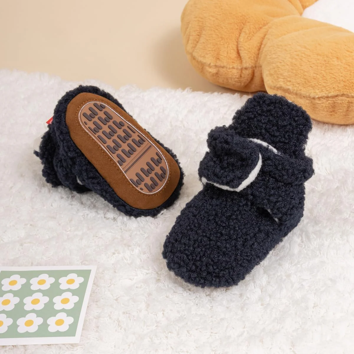 جوراب پاپوش نوزادی پسرانه دخترانه پلار نرم بابل ویت، جوراب کفشی نوزادی ضد لغزش، مناسب برای اولین قدم های کودک در زمستان جوراب پاپوش نوزادی پسرانه دخترانه پلار نرم بابل ویت، جوراب کفشی نوزادی ضد لغزش، مناسب برای اولین قدم های کودک در زمستان