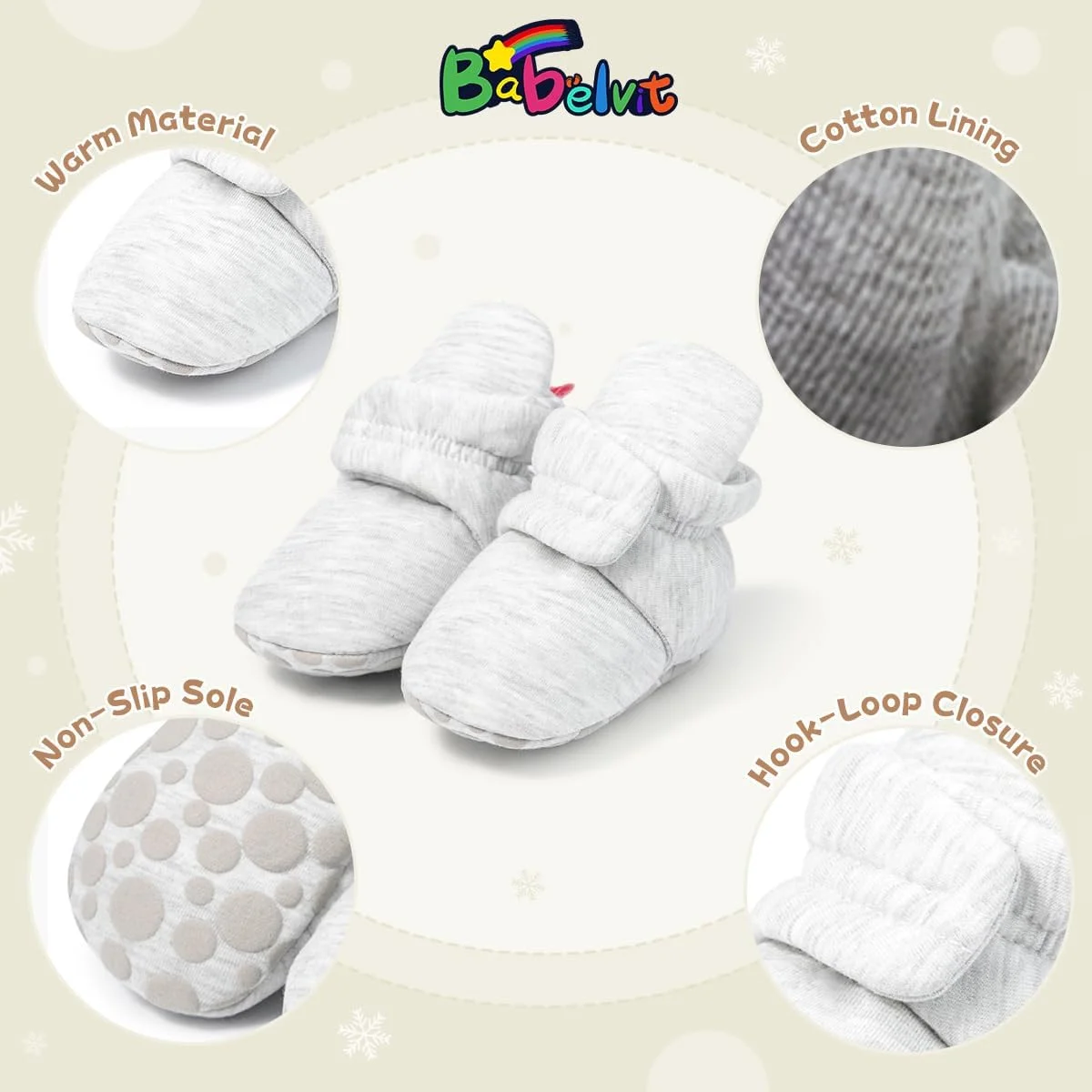 پاپوش های پشمی نرم نوزادی Babelvit مناسب نوزادان دختر و پسر، جوراب های روفرشی نوزادی که روی پا می مانند، کفش های ضد لغزش مناسب نوپایان و اولین قدم ها، کفش های ساق دار زمستانی مناسب تخت نوزاد پاپوش های پشمی نرم نوزادی Babelvit مناسب نوزادان دختر و پسر، جوراب های روفرشی نوزادی که روی پا می مانند، کفش های ضد لغزش مناسب نوپایان و اولین قدم ها، کفش های ساق دار زمستانی مناسب تخت نوزاد