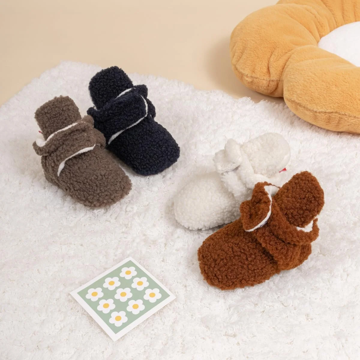 پاپوش نوزادی پسرانه دخترانه بابل ویت، جوراب پاپوش پشمی نرم، ضد لغزش، مناسب برای اولین قدم های کودک در زمستان پاپوش نوزادی پسرانه دخترانه بابل ویت، جوراب پاپوش پشمی نرم، ضد لغزش، مناسب برای اولین قدم های کودک در زمستان