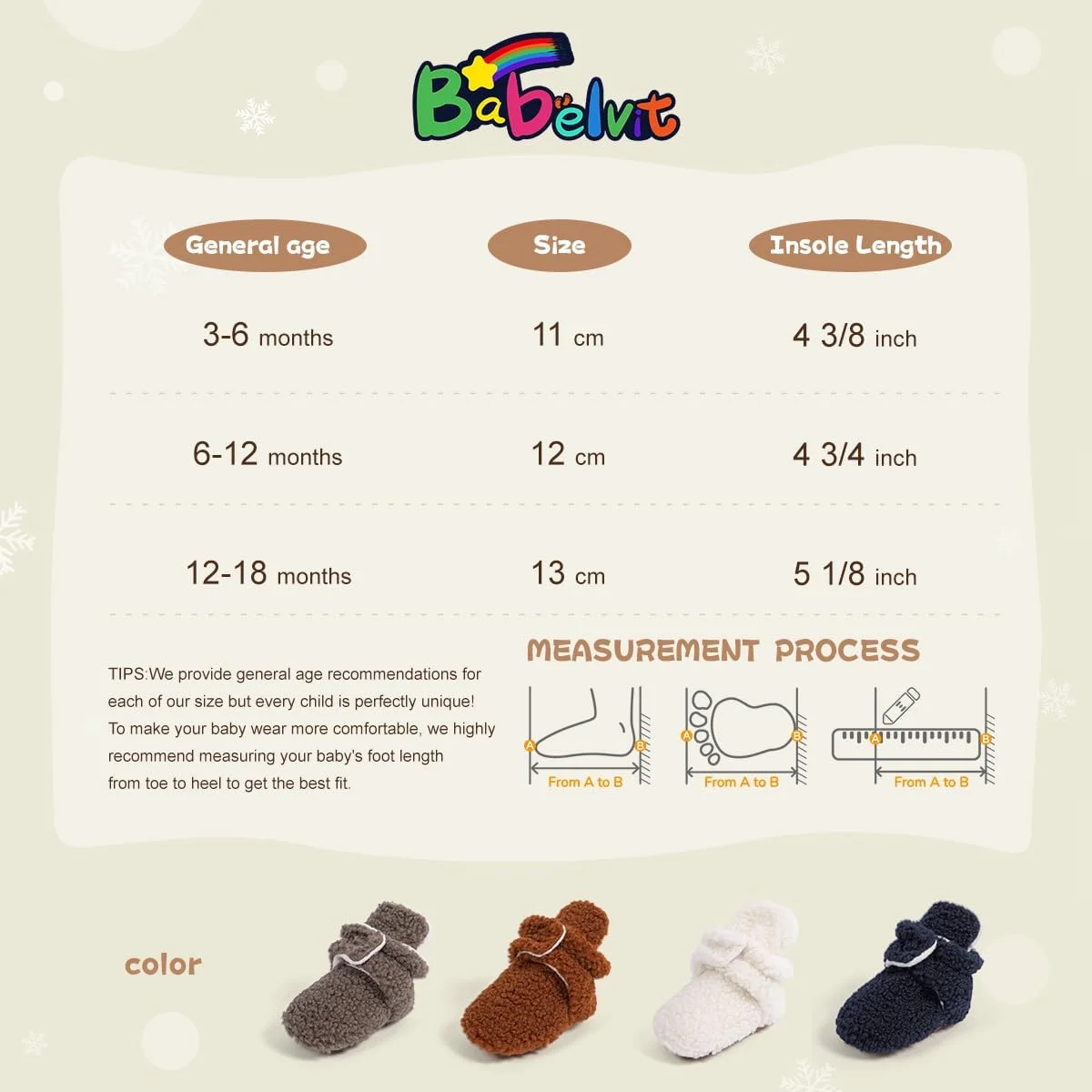 پاپوش نوزادی پسرانه دخترانه بابل ویت، جوراب پاپوش پشمی نرم، ضد لغزش، مناسب برای اولین قدم های کودک در زمستان پاپوش نوزادی پسرانه دخترانه بابل ویت، جوراب پاپوش پشمی نرم، ضد لغزش، مناسب برای اولین قدم های کودک در زمستان