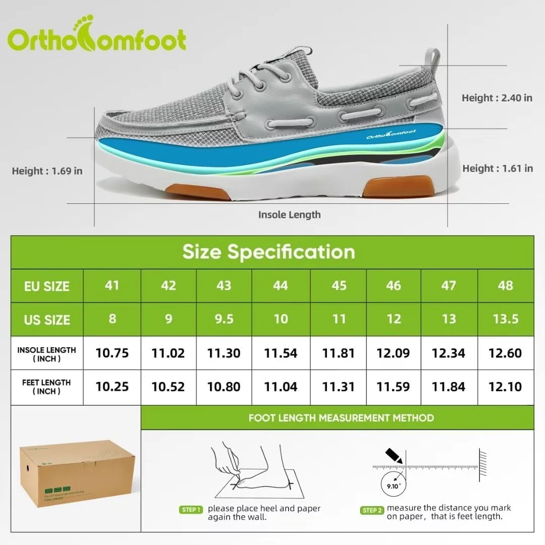 کفش پیاده روی مردانه راحت OrthoComfoot با پشتیبانی از قوس پا برای پلانتار فاسایتیس، کفش های طبی چرمی غیر رسمی، کفش های مد روز لغزنده با بند قابل تنظیم برای رانندگی