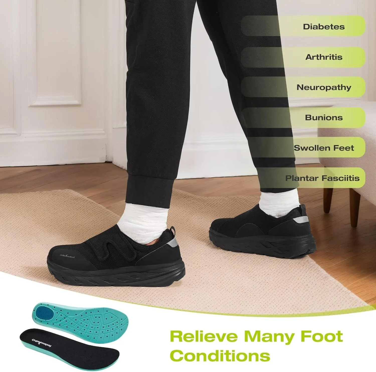 کفش پیاده روی ارتوپدی دیابتی مردانه OrthoComfoot با پهنای اضافی: پشتیبانی قابل تنظیم قوس پا، مناسب برای پلانتار فاشیایتیس، کفش های لغزنده برای پاهای متورم، کفش های راحتی ارتوپدی آسان برای درد پا و پاشنه کفش پیاده روی ارتوپدی دیابتی مردانه OrthoComfoot با پهنای اضافی: پشتیبانی قابل تنظیم قوس پا، مناسب برای پلانتار فاشیایتیس، کفش های لغزنده برای پاهای متورم، کفش های راحتی ارتوپدی آسان برای درد پا و پاشنه