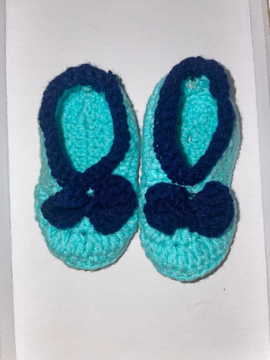 پاپوش نوزادی قلاب بافی دست ساز، آبی روشن و سرمه ای، کفش های بافتنی نرم