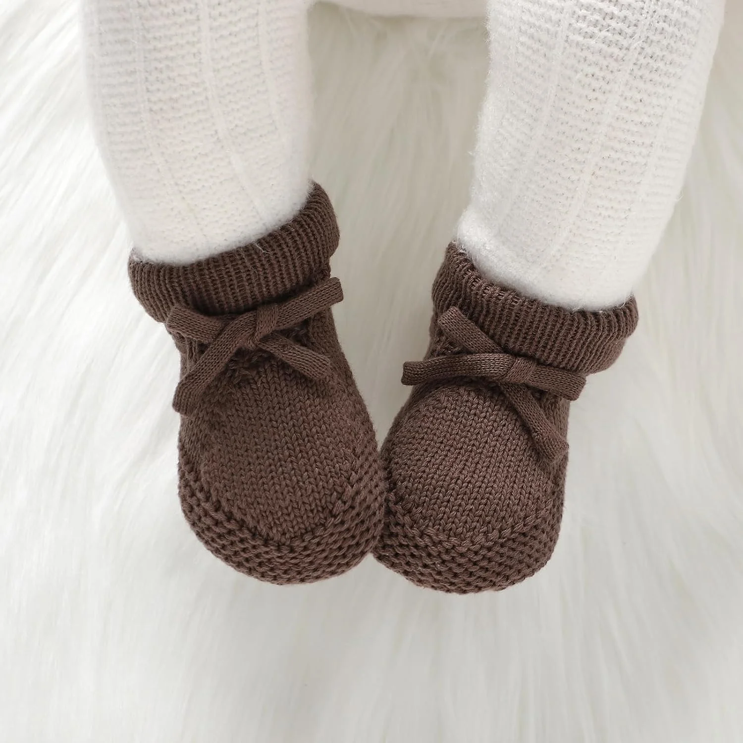 پاپوش نوزادی Hadetoto، کفش بافتنی پنبه ای نرم و راحت، پاپوش گرم کننده برای نوزاد دختر و پسر