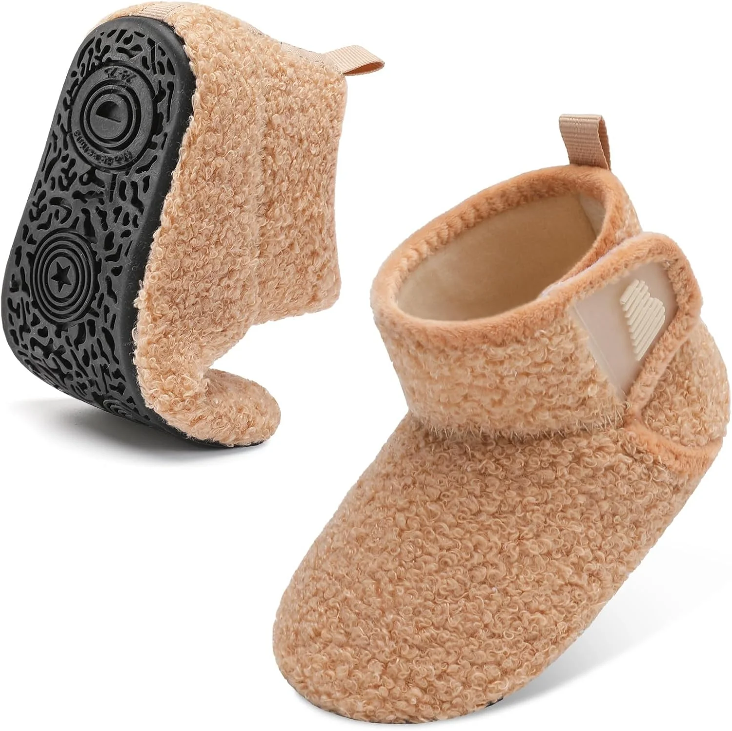 JOINFREE کفش های روفرشی نوزادی دخترانه پسرانه، دمپایی نوزاد با زیره لاستیکی ضد لغزش، پاپوش های گرم و نرم خانگی