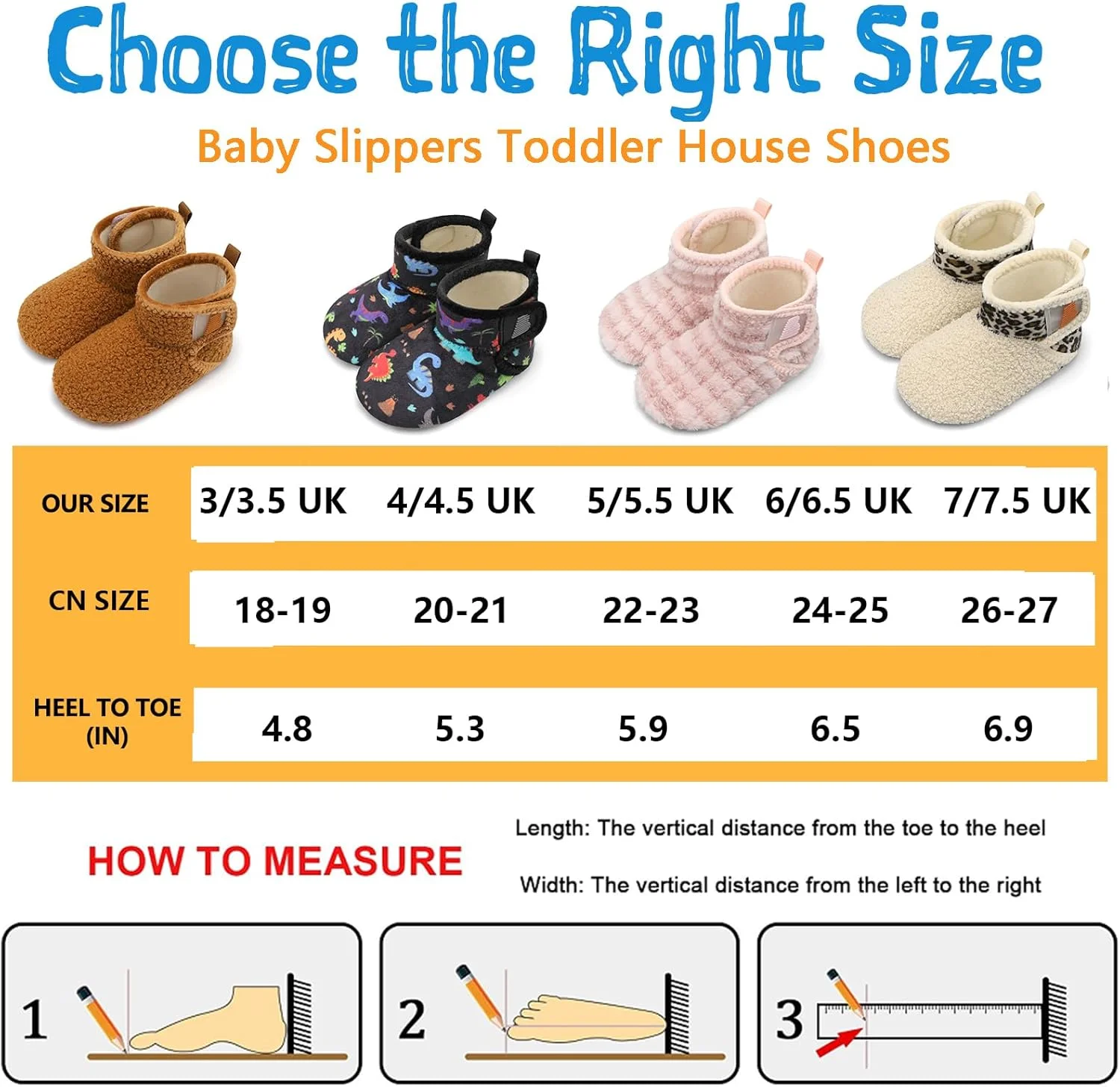 JOINFREE کفش های روفرشی نوزادی دخترانه پسرانه، دمپایی نوزاد با زیره لاستیکی ضد لغزش، پاپوش های گرم و نرم خانگی