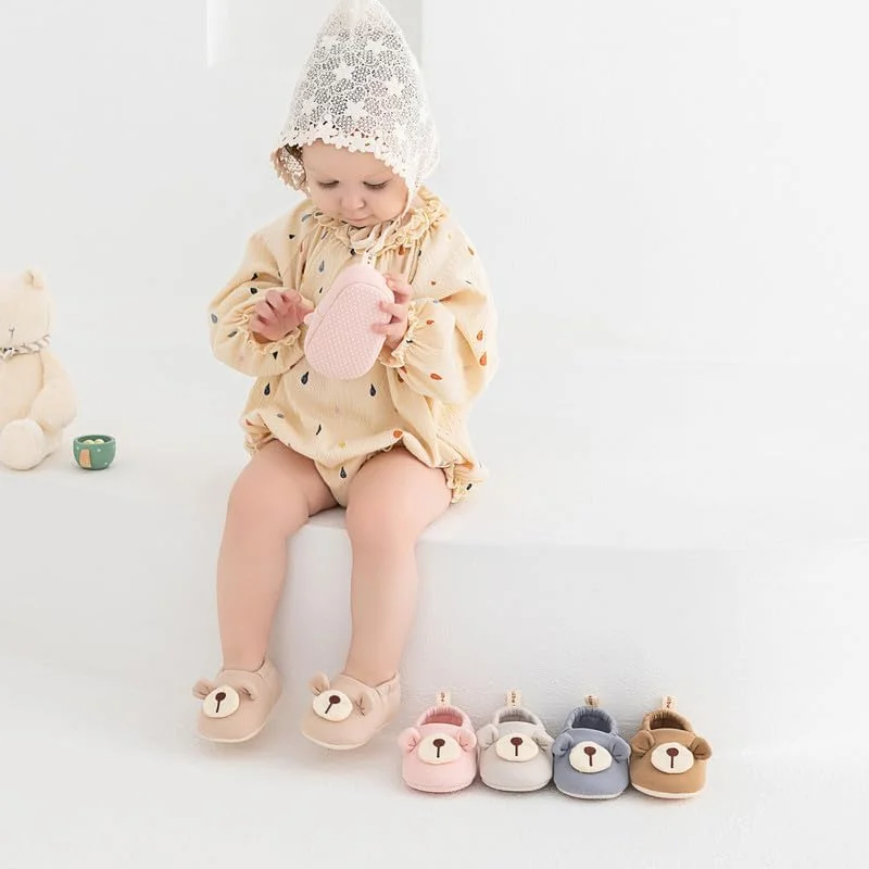 پاپوش نوزادی کارونل، جوراب نوزادی پنبه ای ضد لغزش، کفش های گرم اولین قدم برای نوزادان پسر و دختر، دمپایی روفرشی