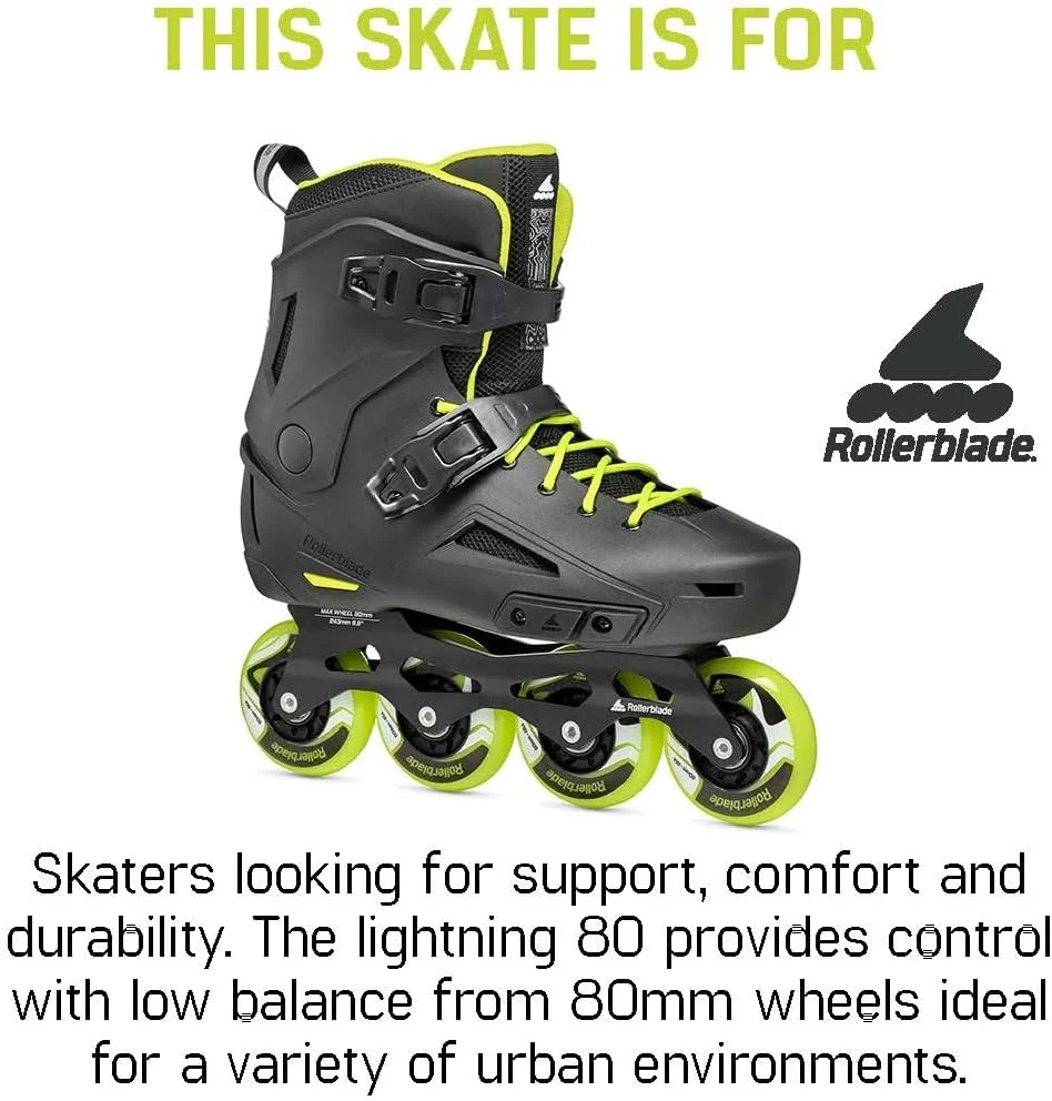 اسکیت اینلاین شهری مردانه Rollerblade Lightning، مشکی و لیمویی اسکیت اینلاین شهری مردانه Rollerblade Lightning، مشکی و لیمویی