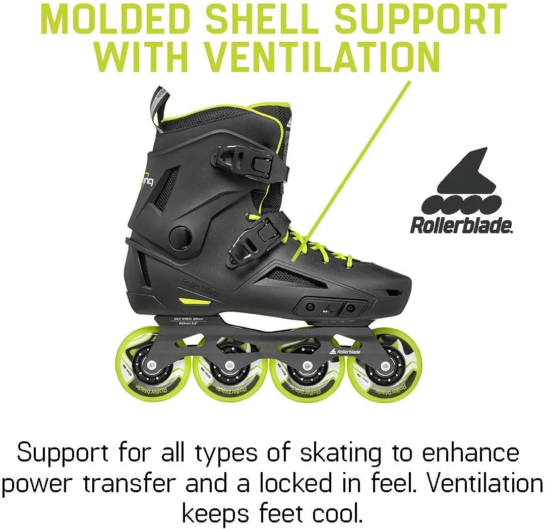 اسکیت اینلاین شهری مردانه Rollerblade Lightning، مشکی و لیمویی اسکیت اینلاین شهری مردانه Rollerblade Lightning، مشکی و لیمویی
