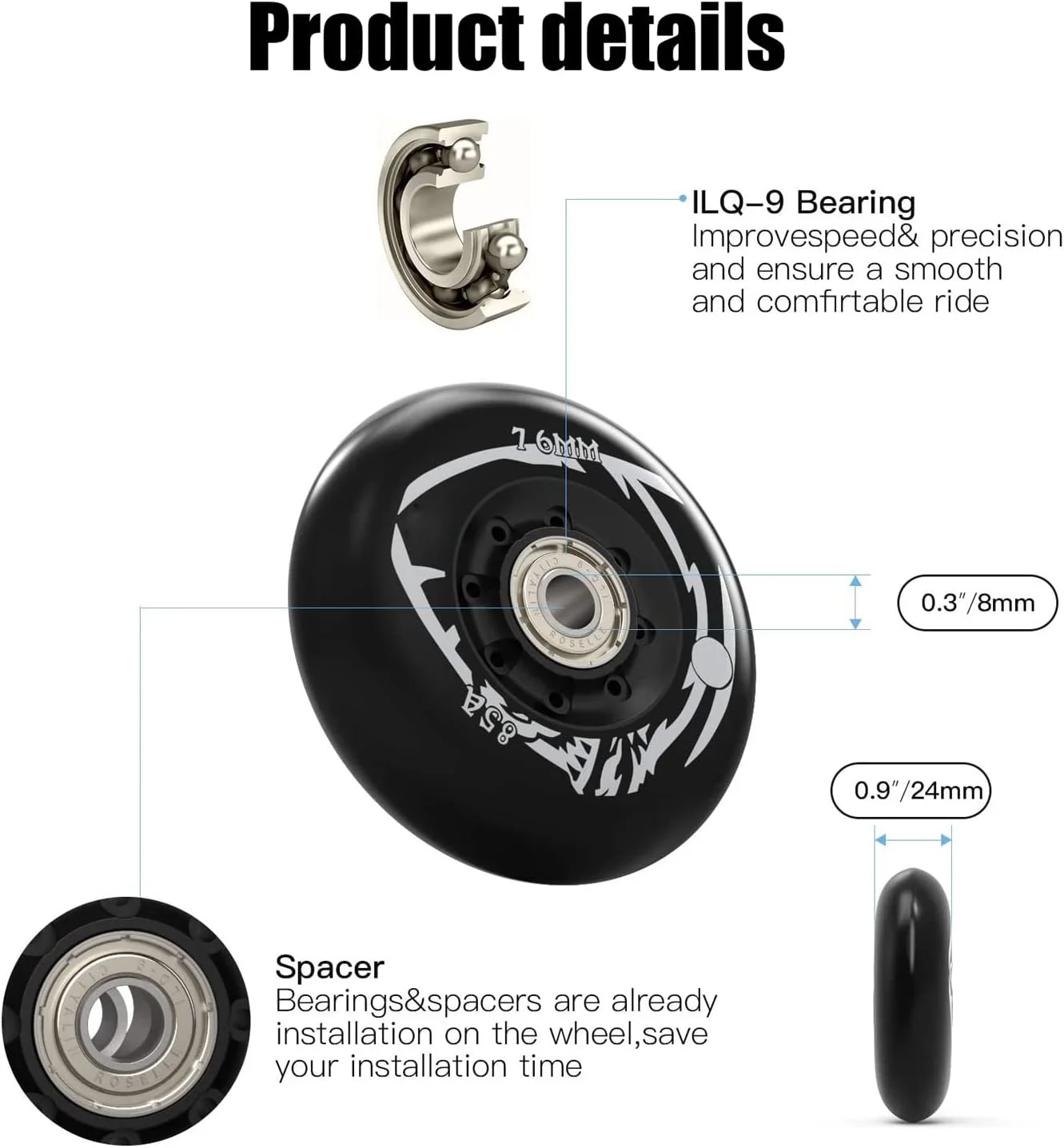 چرخ های اسکیت WNPCXQ8PCS، چرخ های جایگزین اسکیت غلتکی 85A Freestyle با بلبرینگ ILQWNPCXQ9، برای اسکیت هاکی چرخ های اسکیت WNPCXQ8PCS، چرخ های جایگزین اسکیت غلتکی 85A Freestyle با بلبرینگ ILQWNPCXQ9، برای اسکیت هاکی