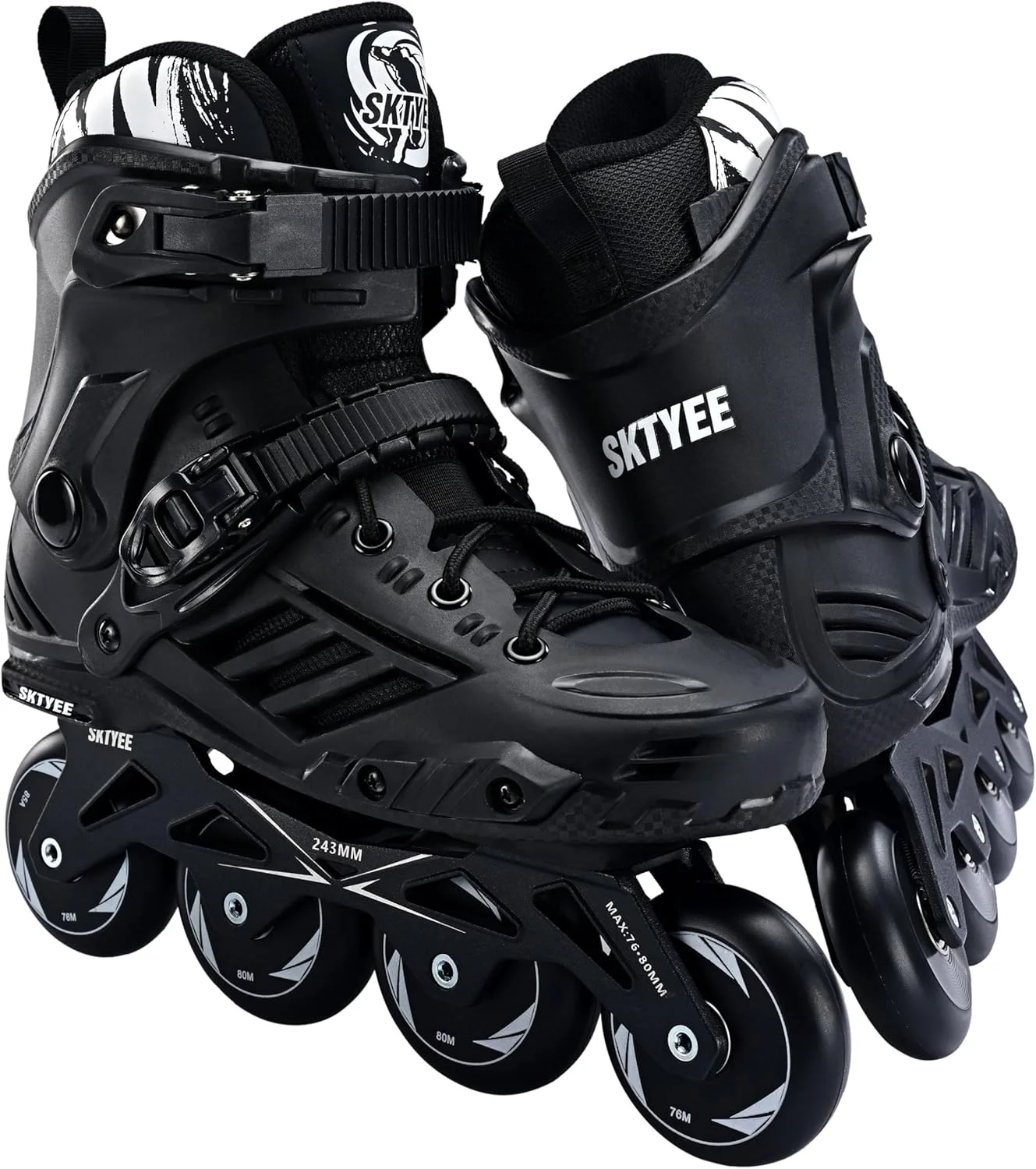 اسکیت های غلتکی حرفه ای SKTYEE برای زنان و مردان، اسکیت های غلتکی بزرگسالان با کارایی بالا، اسکیت های مسابقه ای سرعتی راحت و تنفسی با آستر قابل شستشو، مبتدی، مشکی