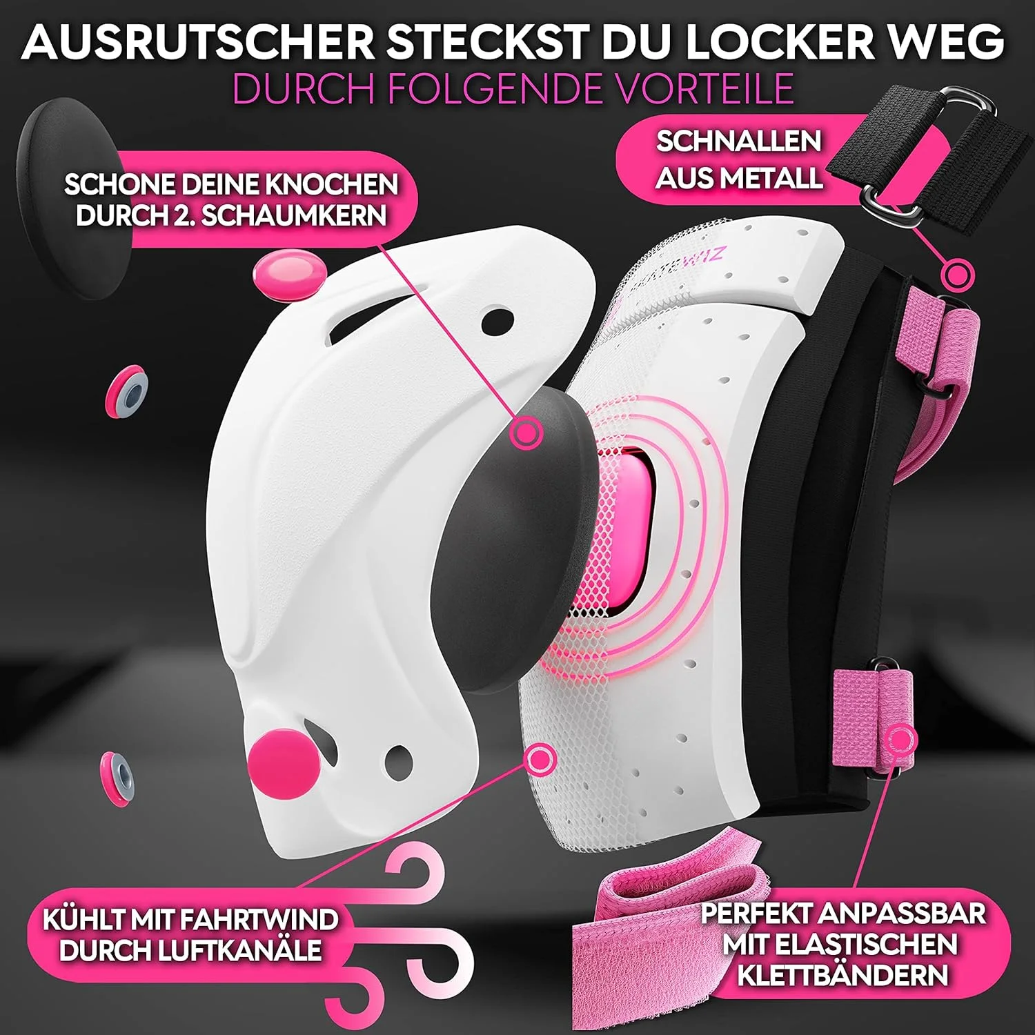 ست محافظ اسکیت ویز برای کودکان و بزرگسالان - محافظ اسکیت بورد Protect-1 - محافظ اسکیت بزرگسالان برای کودکان و بزرگسالان - محافظت از افتادن برای دوچرخه، BMX