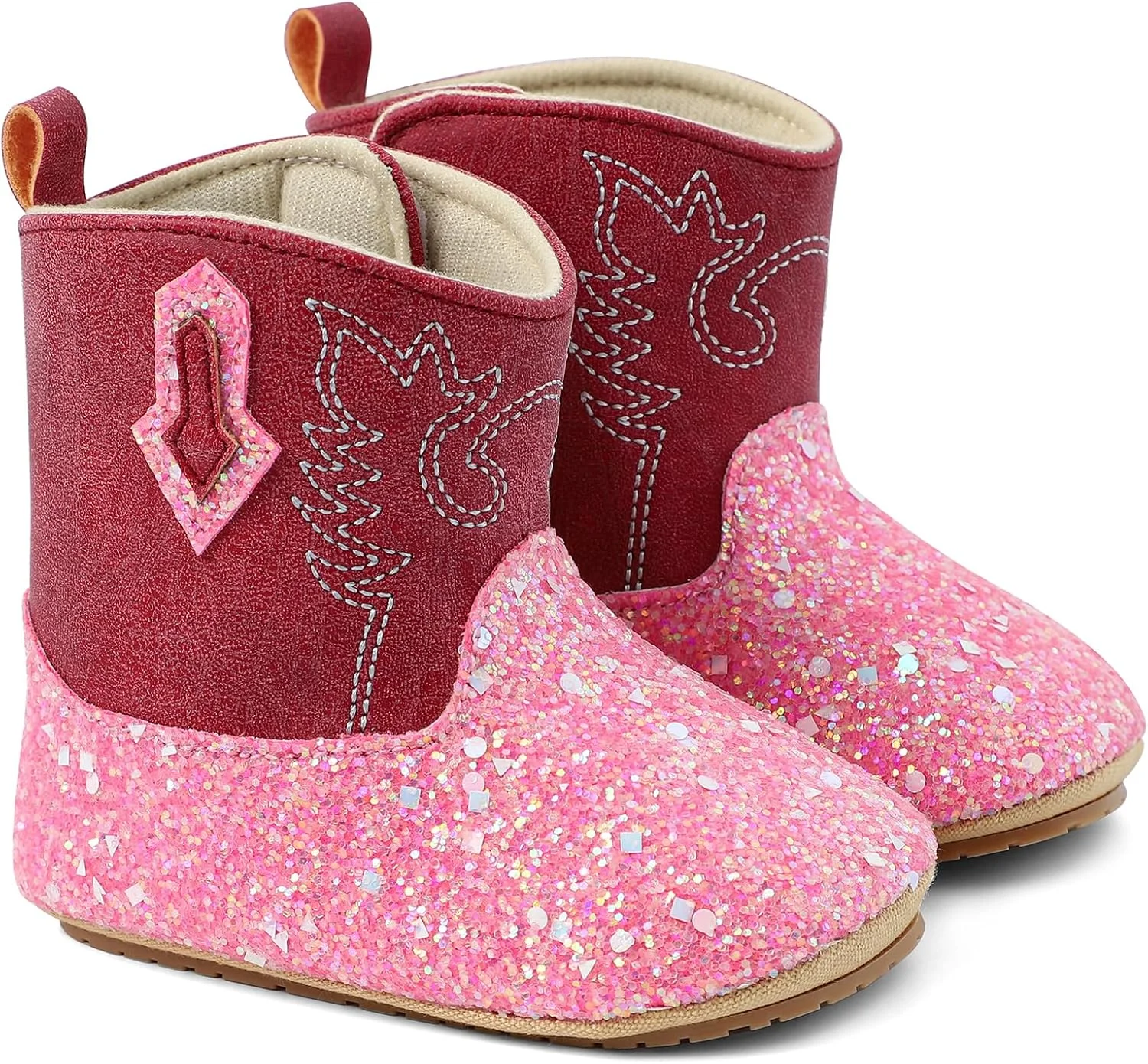 LACOFIA چکمه های نوزادی دخترانه اولین کفش های پیاده روی چکمه های براق براق چکمه های کابویی نوزادی چکمه های وسترن با زیره نرم ضد لغزش برای 3 تا 18 ماه LACOFIA چکمه های نوزادی دخترانه اولین کفش های پیاده روی چکمه های براق براق چکمه های کابویی نوزادی چکمه های وسترن با زیره نرم ضد لغزش برای 3 تا 18 ماه