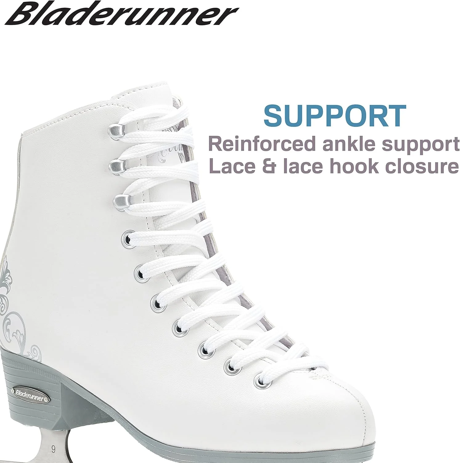 اسکیت های نمایشی دخترانه Rollerblade Bladerunner Allure، اسکیت یخی، جوانان، سفید، سایز 1
