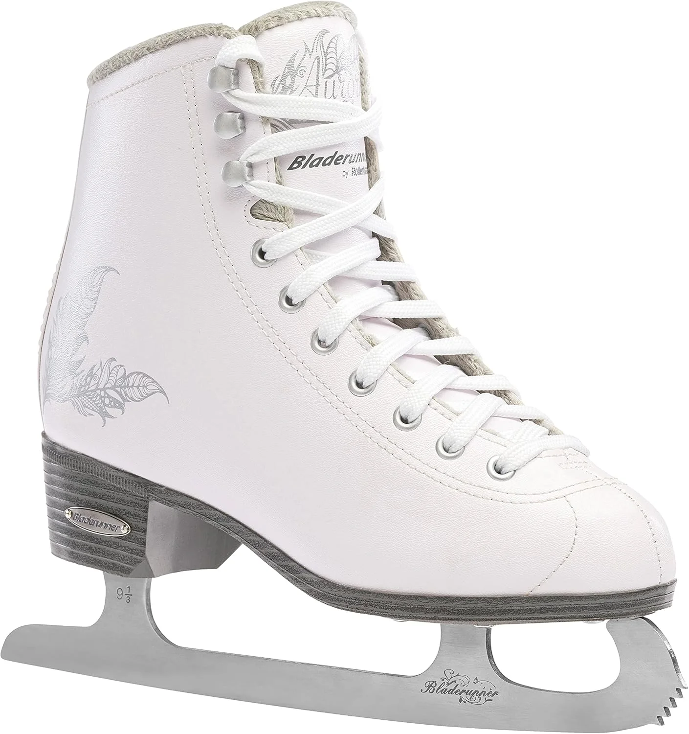 اسکیت های نمایشی زنانه بزرگسال Rollerblade Bladerunner Ice Aurora، سفید و نقره ای، اسکیت یخی