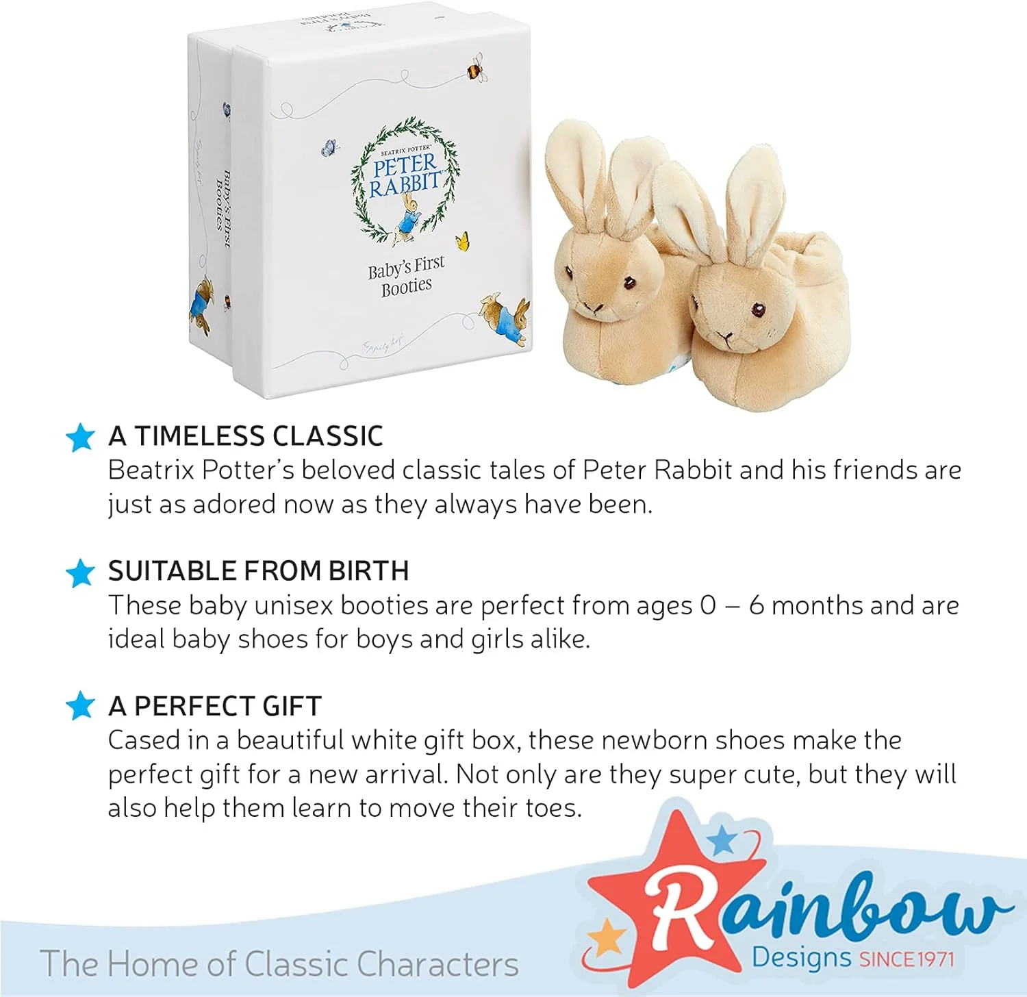 پاپوش نوزادی رسمی پیتر خرگوشه Rainbow Designs - کفش های گهواره نوزادی برای پسران و دختران - دمپایی نوزادی یونیسکس