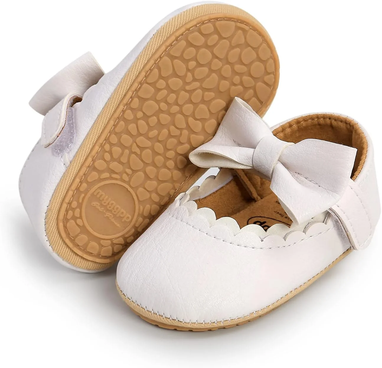 کفش‌های تخت مری جین دخترانه QWZban با پاپیون و زیره نرم ضد لغزش از جنس چرم PU، مناسب نوزادان و کودکان نوپا، اولین قدم‌ها، مهمانی، کریسمس و کفش‌های مجلسی