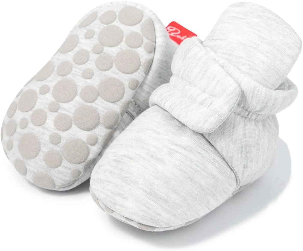 جوراب پاپوش نوزادی دخترانه و پسرانه Sawimlgy، جوراب‌های روفرشی پنبه‌ای، کفش‌های نرم اتاق خواب، چکمه‌های بدون لغزش ساق دار با گیره، کفش گرم تخت نوزاد، اولین قدم، هدیه تولد