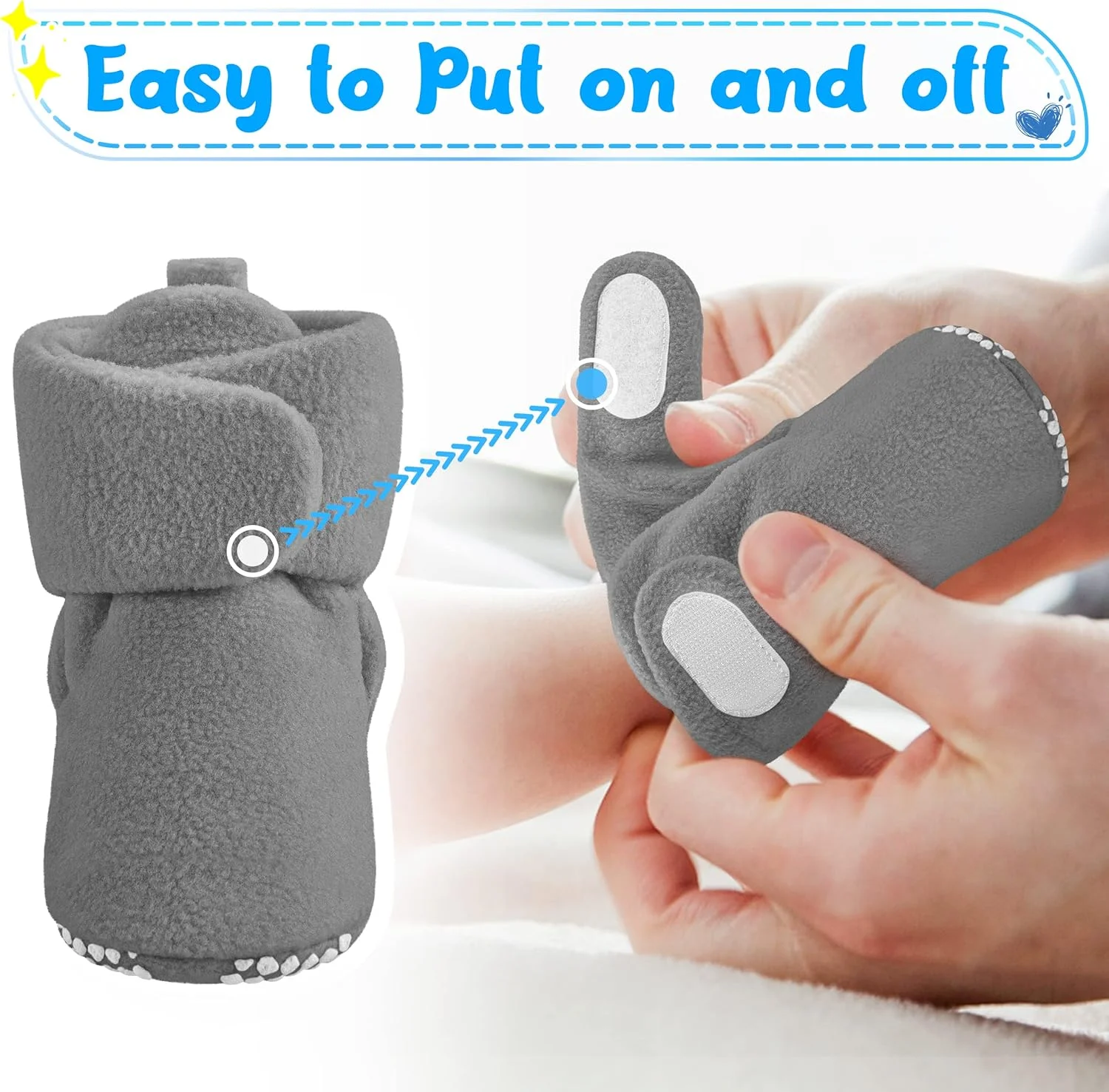 پاپوش های پشمی نوزادی Pro Goleem - دمپایی های گرم و نرم نوزاد، پوشیدن آسان، پاپوش های نرم نوزادی ضد لغزش و قابل تنظیم برای پسران و دختران