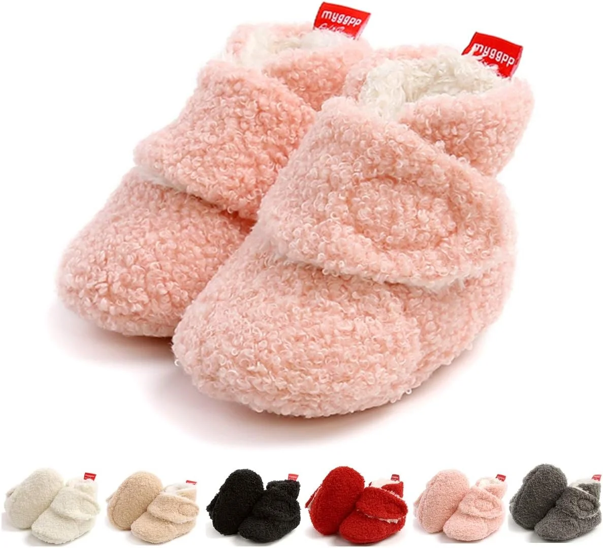Ohwawadi دمپایی نوزادی پسرانه دخترانه، پاپوش های پشمی نرم و راحت، جوراب های کارتونی گرم با زیره نرم، کفش های تخت نوزادی