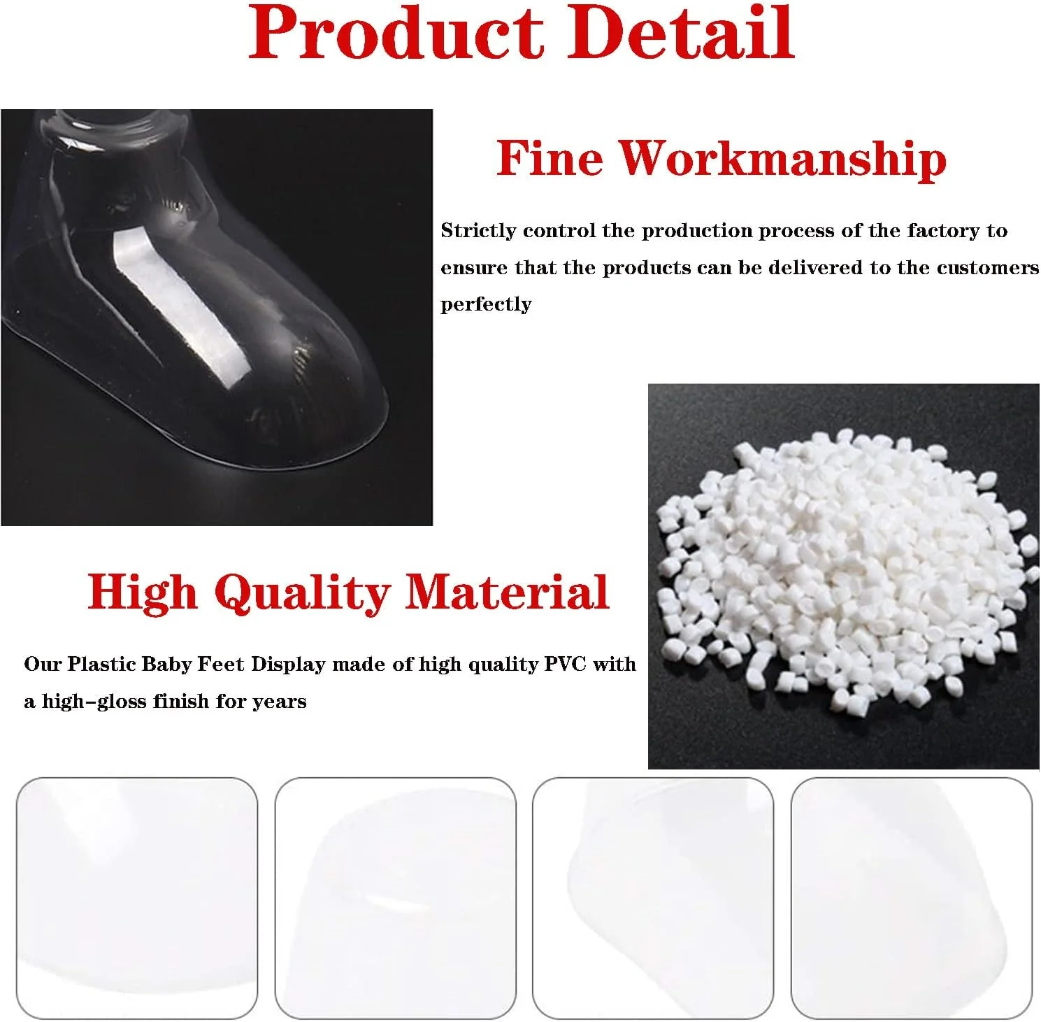 اوستلتین 100 عدد قالب پلاستیکی شفاف پا نوزاد، ویترین جوراب و پاپوش بافتنی نوزاد، پایه نگهدارنده فرم کفش کودک نوپا برای استفاده در فروشگاه و منزل، 50 جفت، 8 سانتی متر